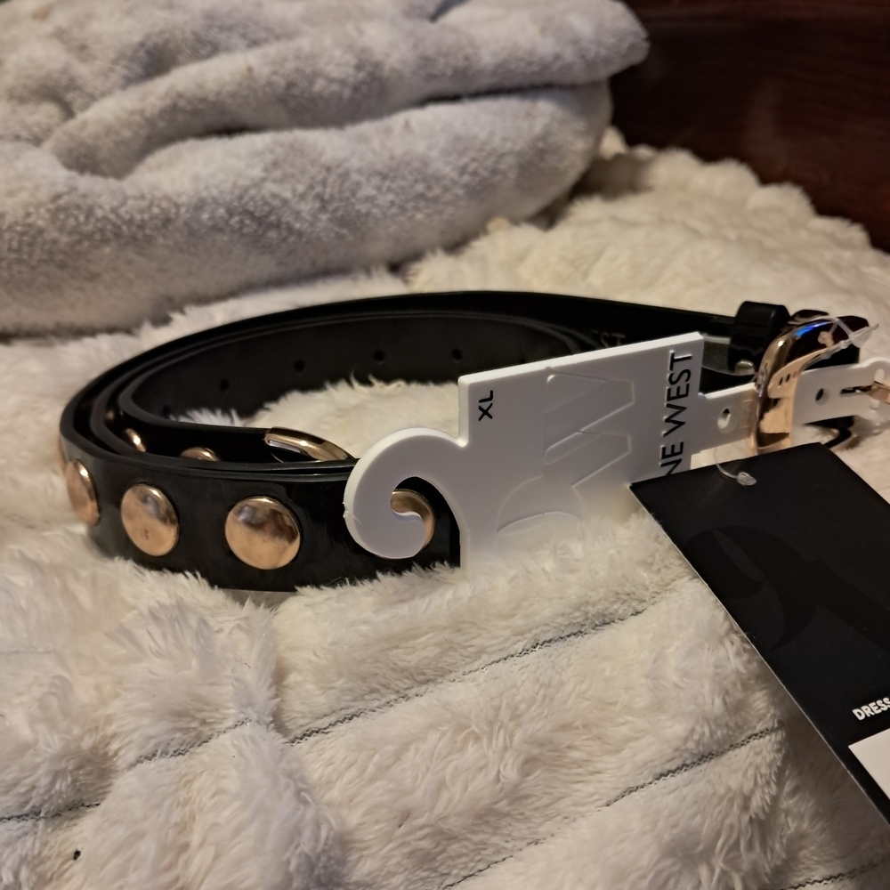 Nine West Black Belt with Gold Accents NWT (XL)